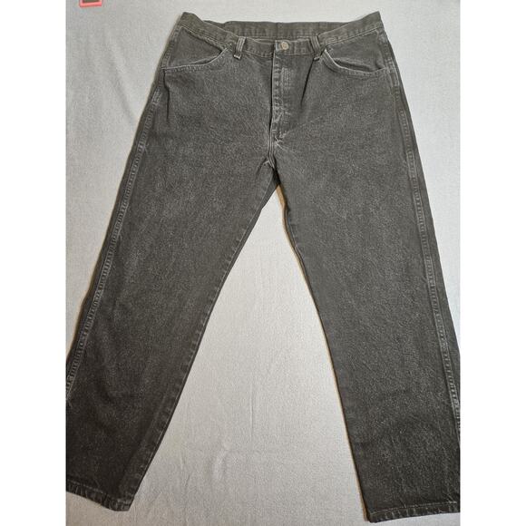 Rustler Jeans Mens 38x29 Black Cowboy Straight Button Zip Denim Dark Wash - Picture 1 of 8